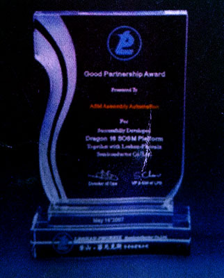 Top crystal award with customized text and company logo

